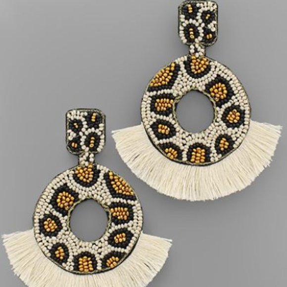 Jewelry - Leopard Circle & Tassel Earrings
